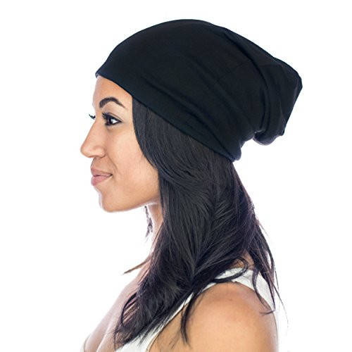 Grace Eleyae Satin Lined Sleep Cap Slap Silky Sleeping Stylish Beanie Hat Premium Quality Head Cover for Curly Hair Women Soft & Smooth, Black | Amazon (US)