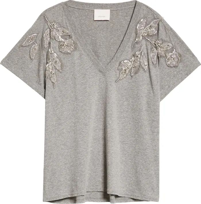 Bree Crystal Detail Slub Jersey T-Shirt | Nordstrom