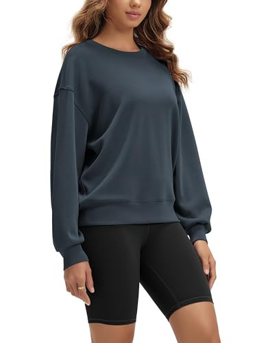 ODODOS Modal Soft Oversized Sweatshirts for Women Crew Neck Long Sleeve Relaxed Pullover Tops, Navy, Large | Amazon (US)