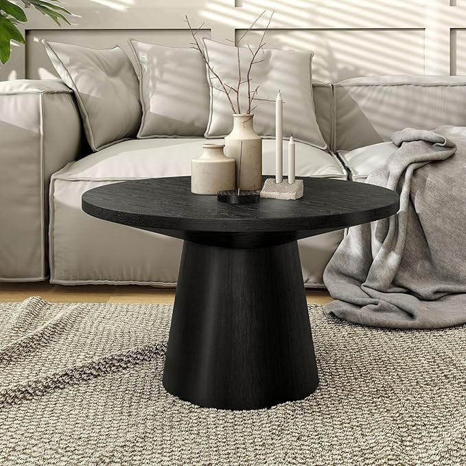 Furniture of America Crambel Modern Contemporary Solid Wood 29-inch Round Coffee Table with Cone-... | Amazon (US)