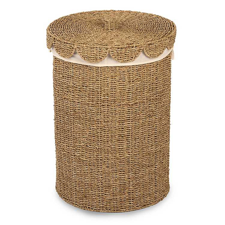 New! Seagrass Scalloped Top Laundry Hamper | Kirklands