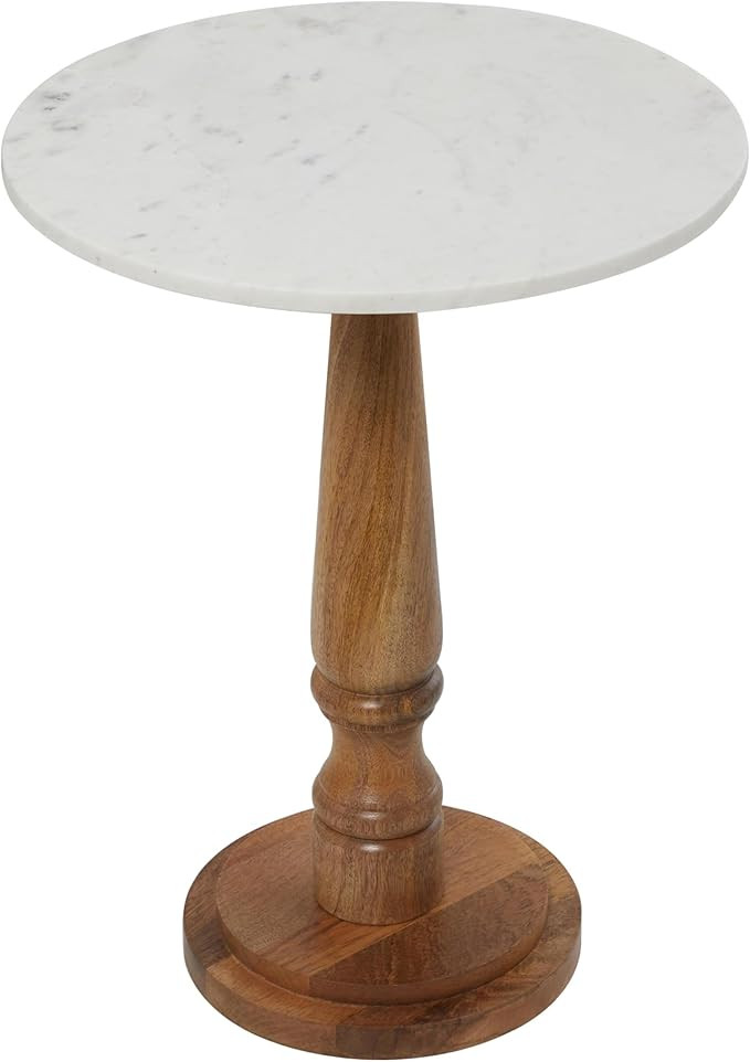 Deco 79 Mango Wood Side End Accent Table Turned End Table with White Marble Tabletop, Side Table ... | Amazon (US)