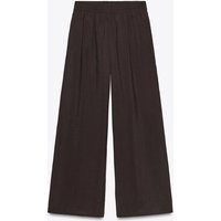Zara - Wide Leg Elastic Waist Pants - Women - Brown - Women | Zara US