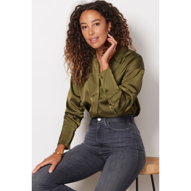 GOOD AMERICAN Satin Good Shirt | EVEREVE | Evereve
