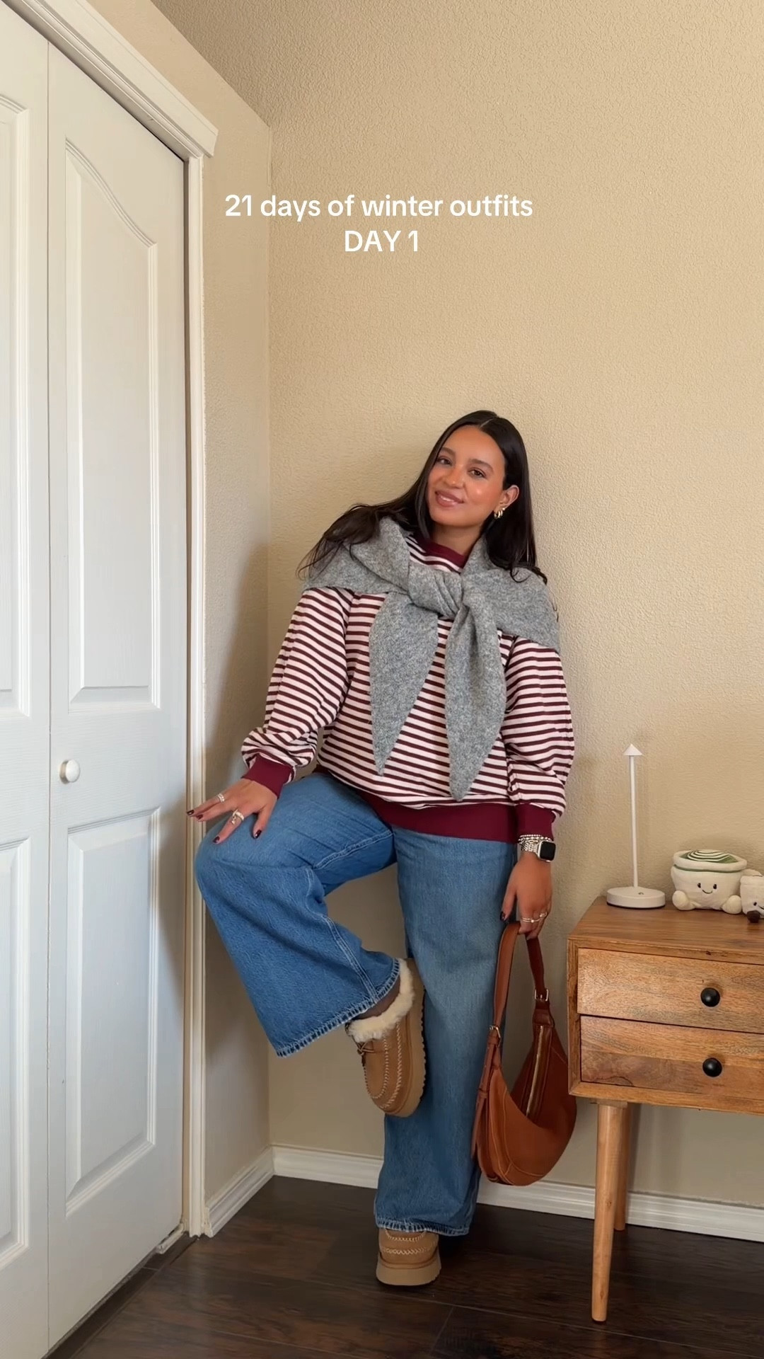 cozy winter ootd🧸❄️ — wearing top in x-small + jeans in size 4 short + scarf is from tjmaxx brand: steve madden

#LTKFindsUnder100 #LTKSeasonal #LTKootd