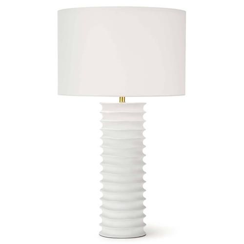 Regina Andrew Nabu Modern Classic White Aluminum Brass Accent Column Table Lamp | Kathy Kuo Home