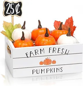 Fall Thanksgiving Tiered Tray Decor, Fall Pumpkin Mini Wood Crate Decorations Set, Farmhouse Tabl... | Amazon (US)