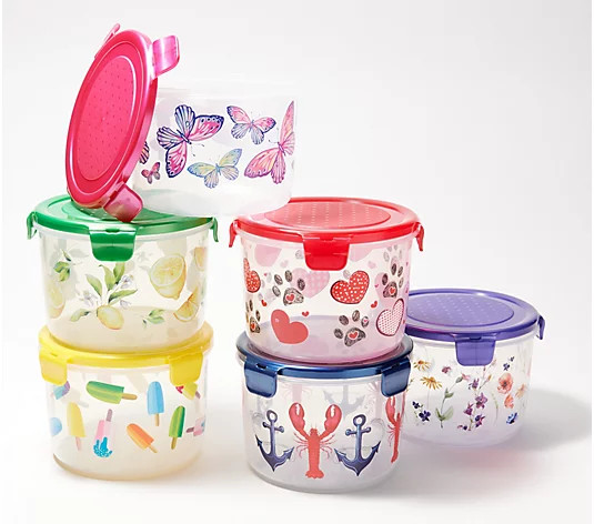 LocknLock Set of 6 Multi-Color Printed Canisters - QVC.com | QVC