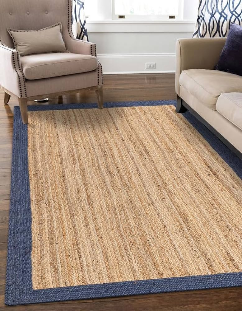 5' x 7' Feet Rigo Jute Hand Woven Area Rug, Natural, Solid Farmhouse Design, Natural Fiber, for B... | Amazon (US)