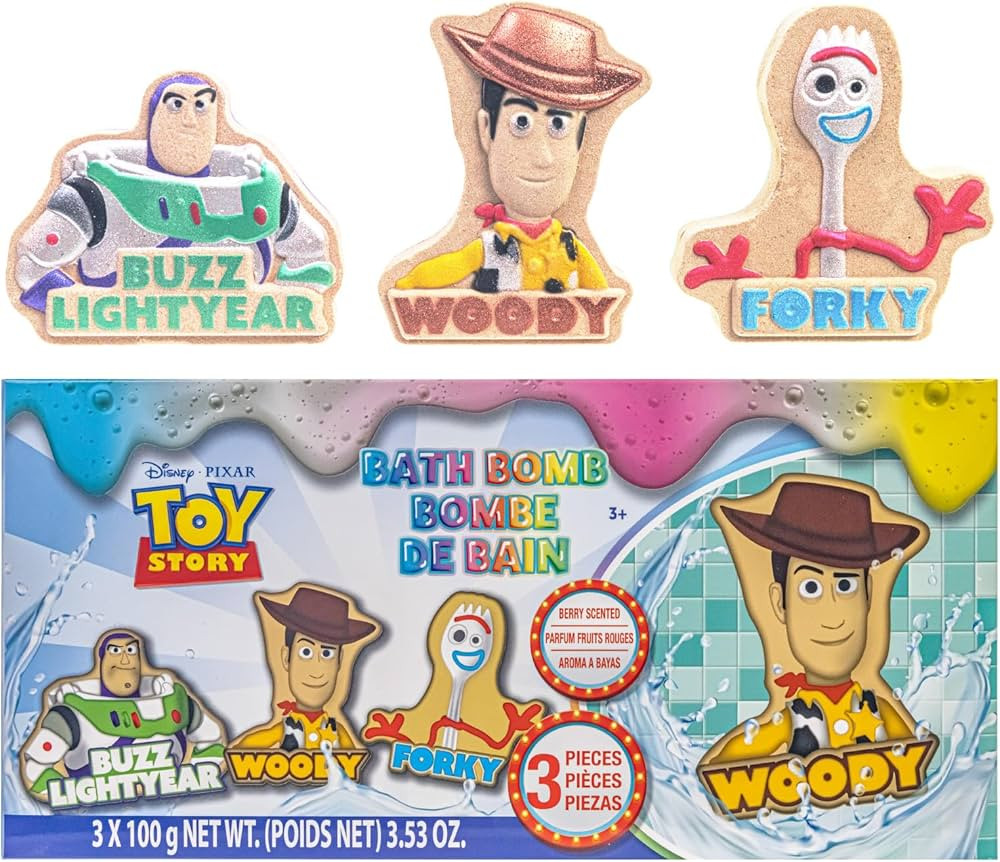 Toy Story Woody Buzz Lightyear and Forky Bath Bombs for Kids, Fun Bright Rainbow Colors, Berry Sc... | Amazon (US)