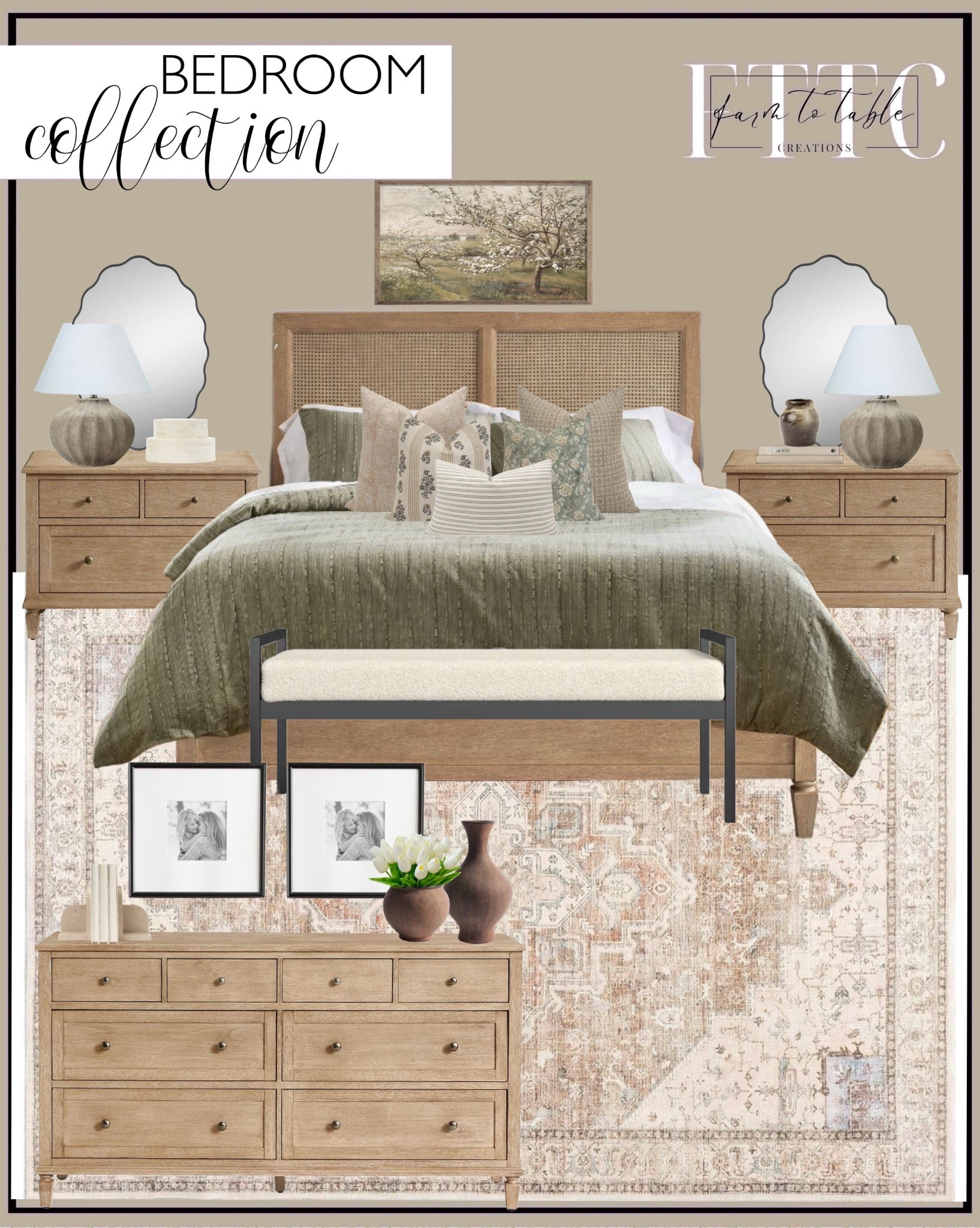 Cozy Bedroom Collection. Follow @farmtotablecreations on Instagram for more inspiration.

Sausalito Cane Bed. Pottery Barn. Sausalito 3 Drawer Nightstand. Sausalito Dresser. Neutral Area Rug. Ceramic Table Lamp. Square Picture Frames. Artisan vases. Foster Stone Bookends. Decorative Books. Loop Striped Duvet Cover. Hearth & Hand. Loxe Upholstered Bench. Pillow Combo Set. Spring Blooming Tree. Wavy Oval Wall Mirror. Artificial Tulips. Nico Oval Bone Box. Dark Glazed Ceramic Vase. Coffee Table Books. Pottery Barn Bedroom Finds. 

Bedroom Collection | Spring Decor | Entryway Decor | Bedroom Furniture | nightstands | Home Decor| Fireplace Decor | Spring Refresh |  Bedroom Finds | Neutral Stems | Spring Stems | Bookshelf Decor | Bedroom Space | Cozy Corner | Bathroom | Curated Entryway | Spring  Decor | End of Year Clearance | Trending Decor | Viral Decor  | Coffee Table Decor | Neutral Decor | Stem Sale | Target Finds | Skinny Bench | Bedroom | Living Room | Breakfast Nook | Amazon Home | Target Sale | Loloi Rugs | Magnolia Home | console table | console table styling | faux stems | entryway space | front porch decor | neutral decor | entryway decor | cozy home | affordable decor |  home decor | home inspiration | console styling | entryway rug | cozy moody home | moody home decor | neutral home | bathroom decor | living room | spring decor | Hearth & Hand | Studio McGee | 2025 Home Trends | trending home | Crate&Barrel 



#LTKHome #LTKFindsUnder50 #LTKSaleAlert