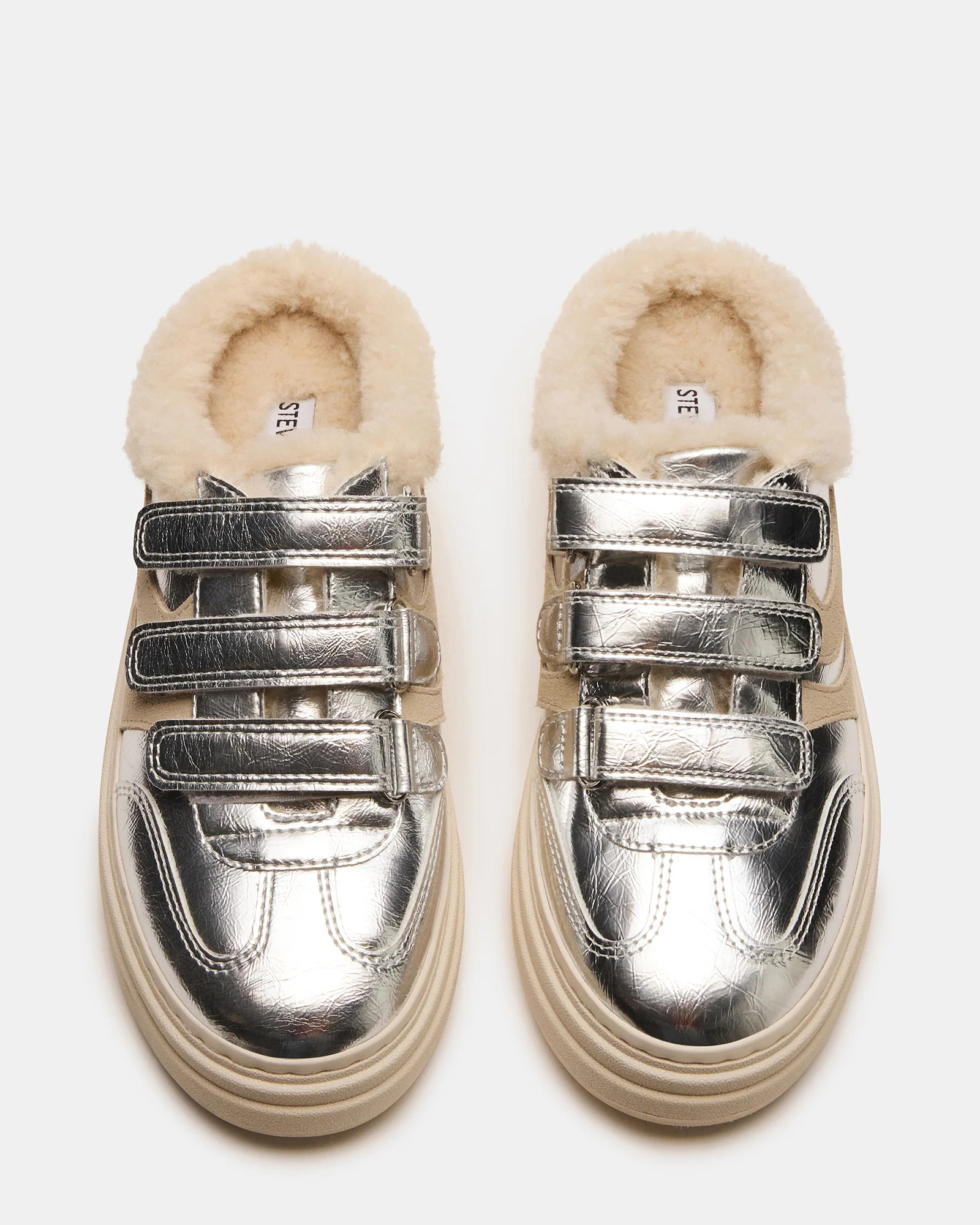 DASHER Silver Low-Top Faux Fur Slip-On Sneaker | Women's Sneakers | Steve Madden (US)