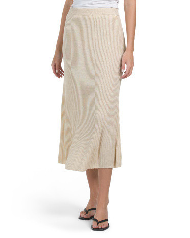 Midi Ribbed Sweater Knit Skirt For Women, Polyester | TJ Maxx