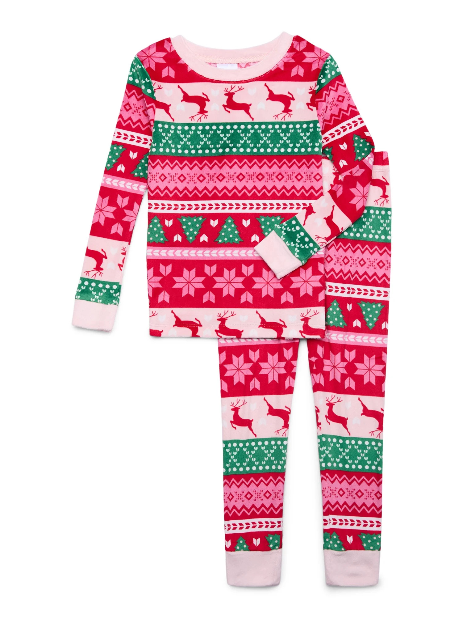 Holiday Time Girls Tight Fit Christmas Pajamas Set, 2-Piece, Sizes 4-10 | Walmart (US)