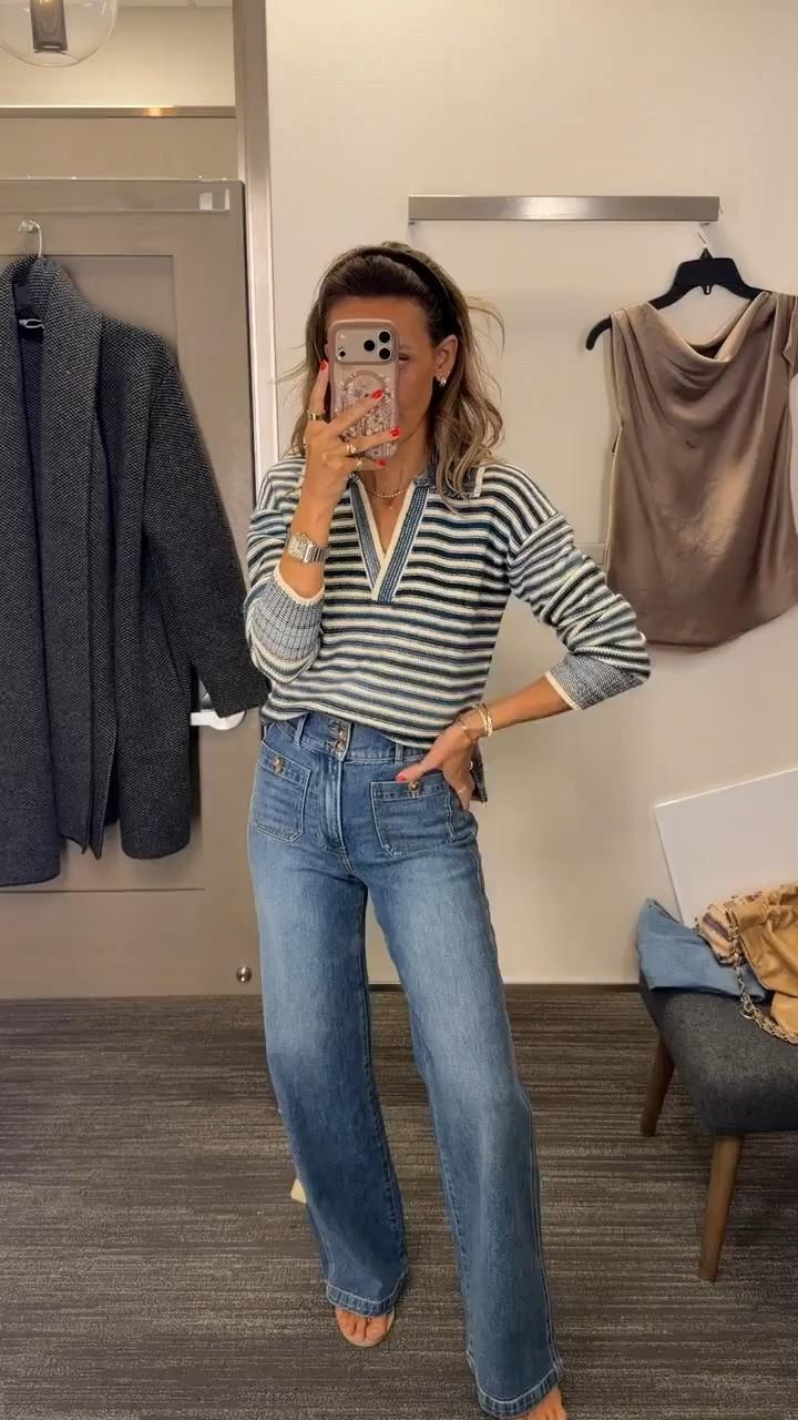 Nordstrom sale: this outfit is just so beautiful, I love this sweater with the collar and v-neck, it’s 200$ off right now!These jeans are another favorite that just make you look so tall and they aren’t too long I’m wearing just a little kitten heel here

#LTKSaleAlert #LTKSeasonal #LTKootd