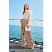 Palazzo Pants Women, Beige High Waisted Pant For Women's Wide Leg Pants, Trousers Woman | Etsy (UK)
