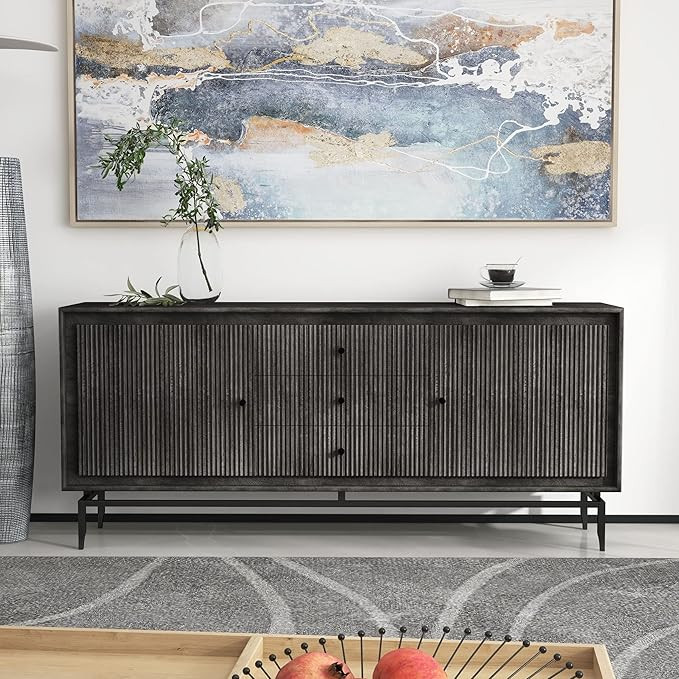 Camilo 69" Wide Modern Black Storage, 2 Doors and 3 Drawers for Living, Dining Room and Hallway W... | Amazon (US)