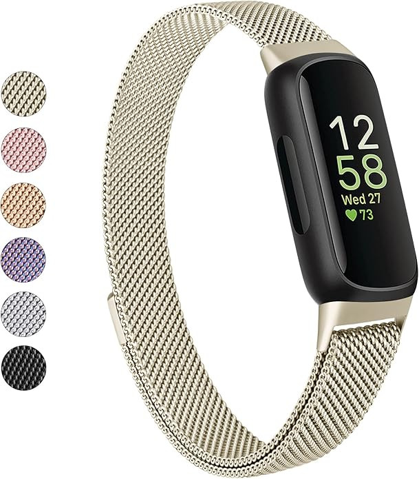 Vanjua for Fitbit Inspire 3 Bands Women Men, Stainless Steel Metal Mesh Loop Adjustable Magnetic ... | Amazon (US)