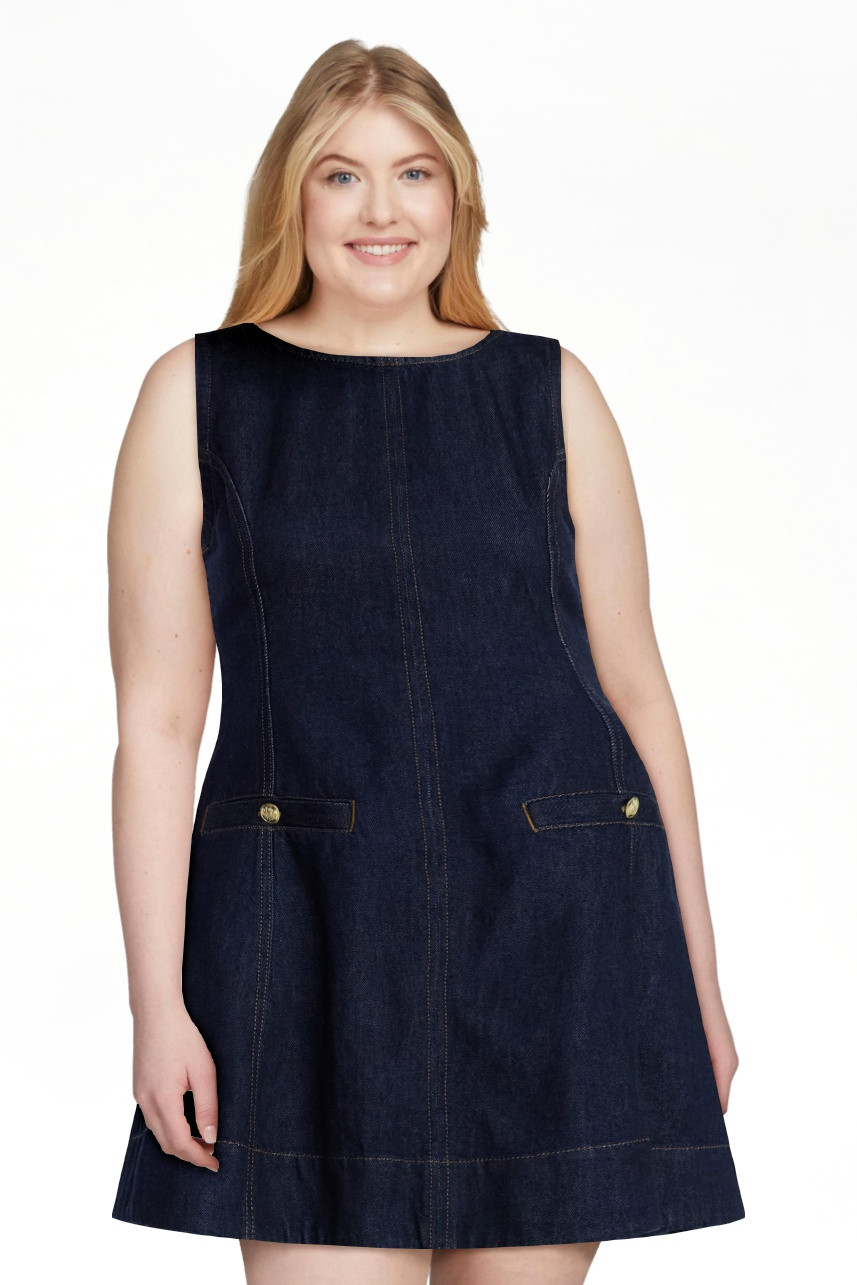 Free Assembly Women's and Women’s Plus Sleeveless Denim Mini Dress, Sizes 0-26 | Walmart (US)