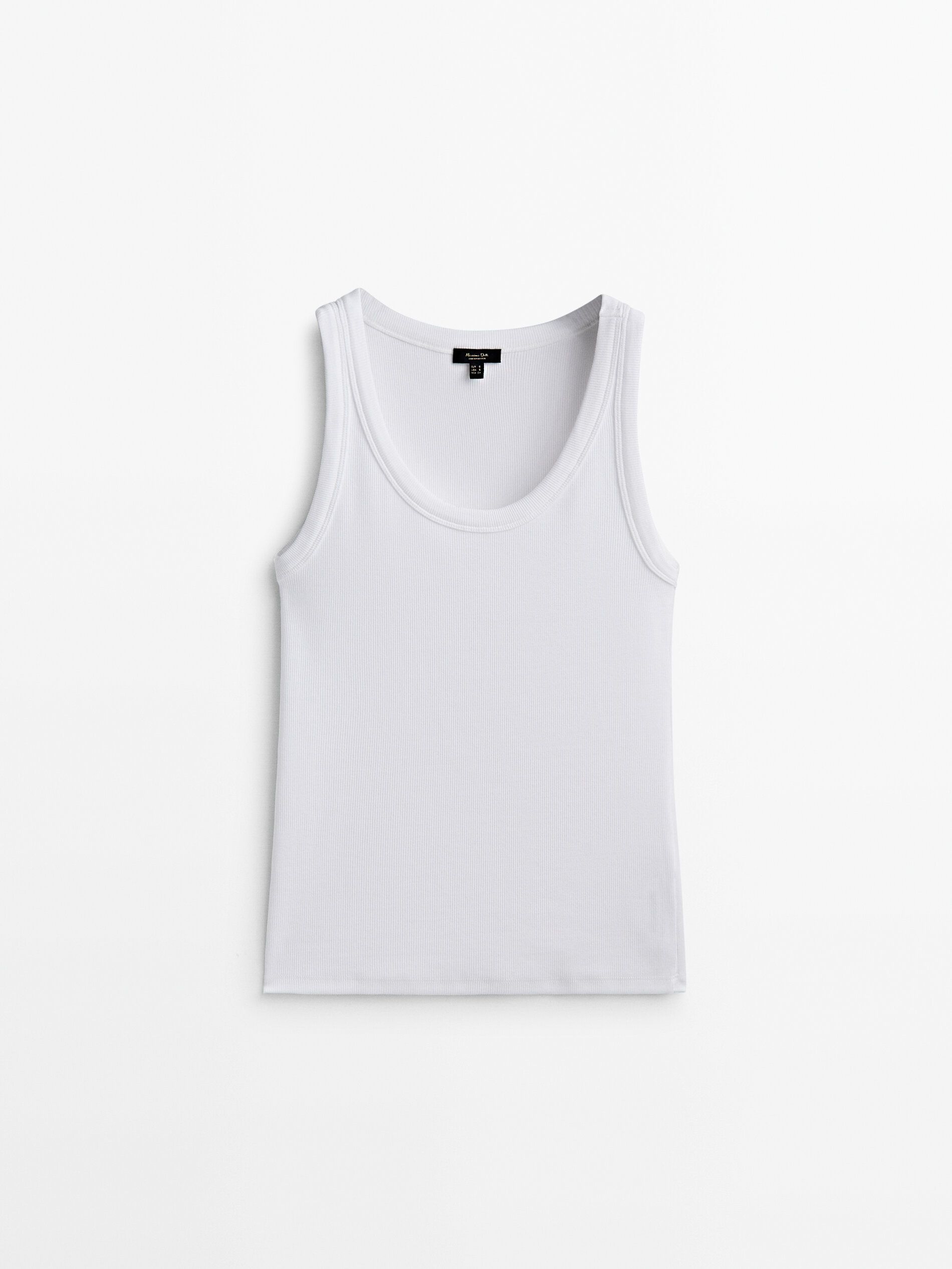 Cotton blend ribbed tank top | Massimo Dutti UK