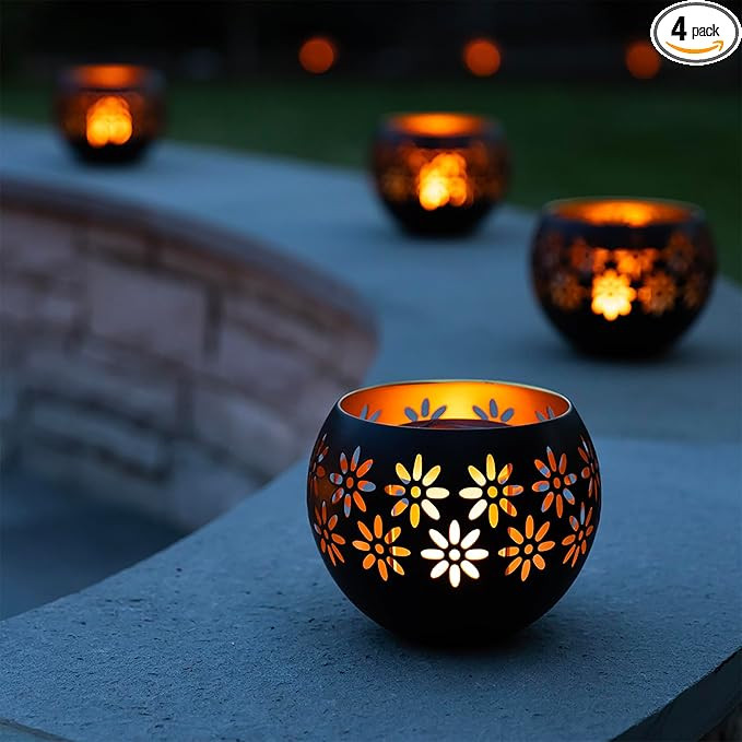 5.4” 4-Pack Decorative Metal Solar Patio Light with Flickering Flame, Waterproof Dusk-to-Dawn G... | Amazon (US)