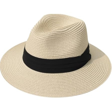 FURTALK Sombrero de paja de ala ancha para hombre y mujer, sombrero de Panamá, Fedora de verano,... | Amazon (US)