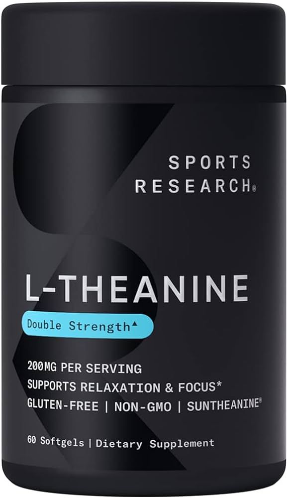 Sports Research Double Strength L-Theanine Supplement - Suntheanine Softgels for Focus, Relaxatio... | Amazon (US)