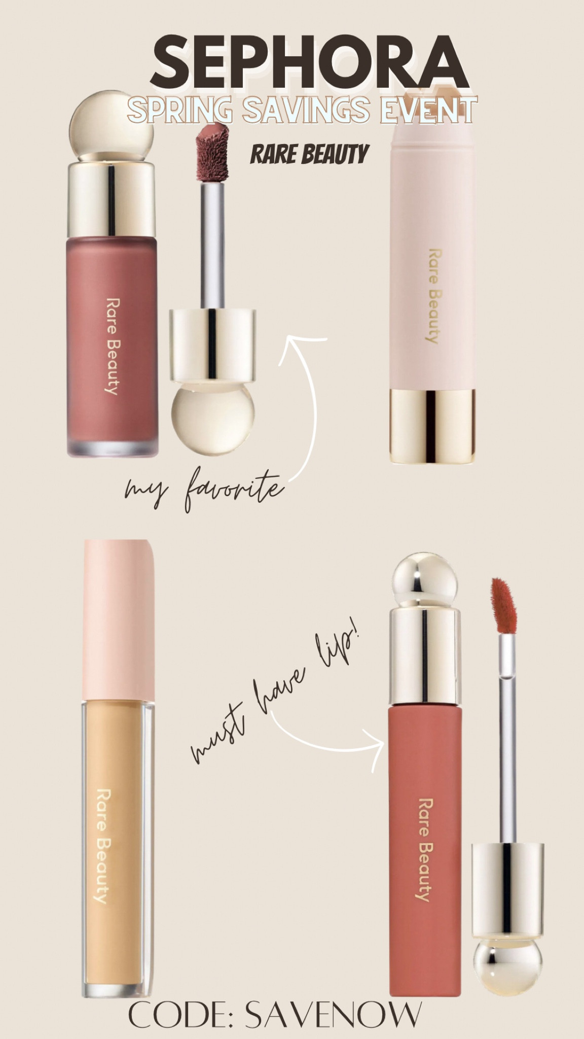 Rare Beauty is on of my favorite lines at Sephora! Try one product and you’ll know why! I recommend any lip product first 🥰

#lips # Sephorasale #springsale #beauty 

#LTKbeauty #LTKunder50 #LTKBeautySale