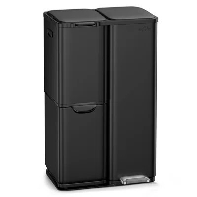 mVm 16 Gal 3 in 1 Kitchen Trash Can, Triple Compartment Garbage Can, Anti Fingerprint Brushed Recycling Bin for Office Home | Wayfair North America