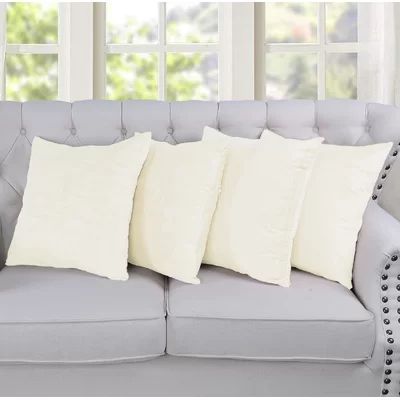 Ebern Designs Bleckley Textured Square Velvet Pillow Cover Colour: Gardenia | Wayfair North America