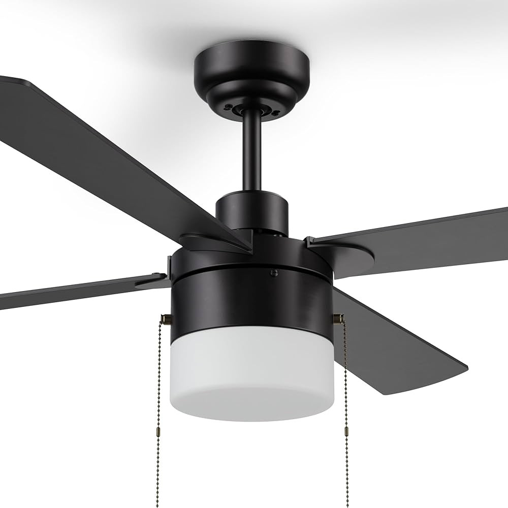 SMAAIR 52" Pull Chain Ceiling Fans with Lights for Bedroom, Low Profile Modern Ceiling Fan with L... | Amazon (US)