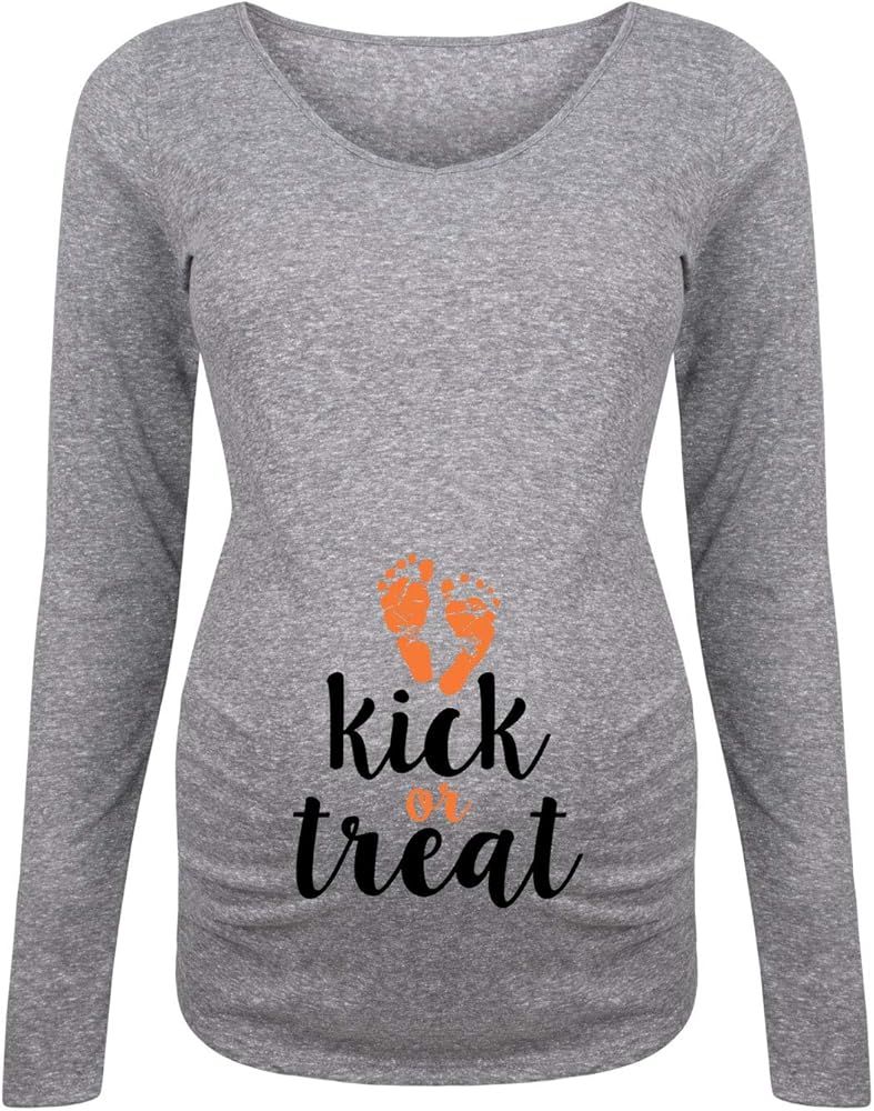 Kick Or Treat - Maternity Long Sleeve Tee Athletic Heather at Amazon Women’s Clothing store | Amazon (US)