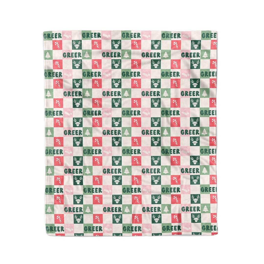 Christmas Check Personalized Kids Blanket | Caden Lane