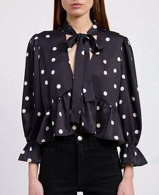 En Saison Women's Floretta Polka Dots Long Sleeve Top - Macy's | Macy's