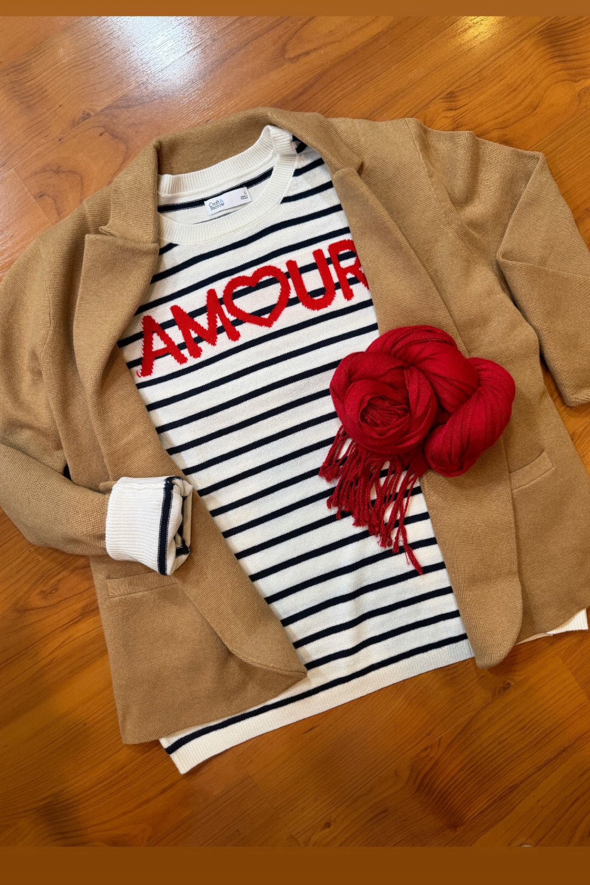 Be Mine, stripes! Just bought this adorable TTS sweater! Lightweight and soft. #february #valentinesday #amour #stripes #preppy #jacket #blazer #ltkfindsunder50 #red #casual #weekendstyle #hearts 

#LTKWorkwear #LTKStyleTip #LTKSeasonal