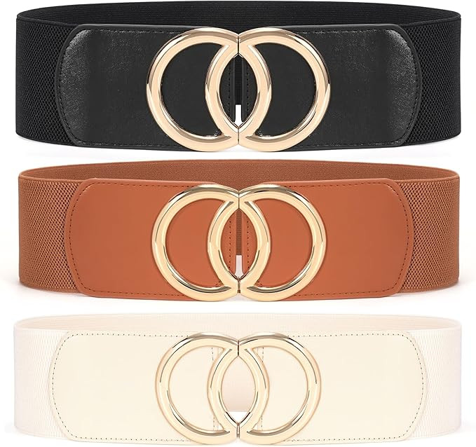 XZQTIVE 3 Pieces Women Wide Waist Belt For Dress Sweater Fashion Elastic Stretch Waistband With G... | Amazon (US)