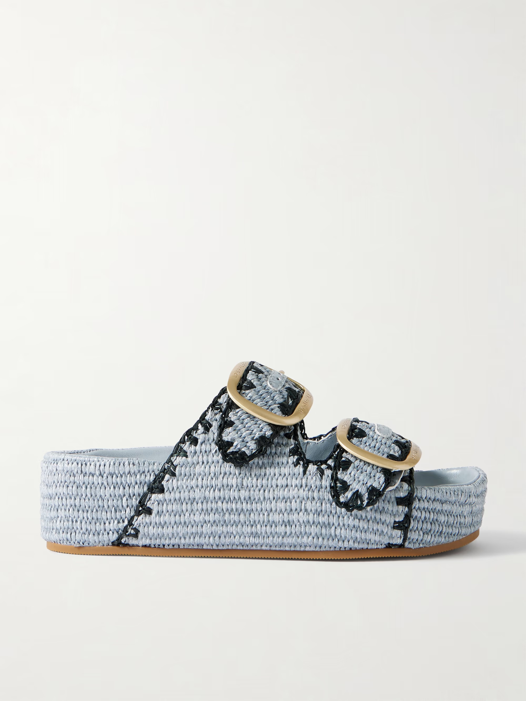 Theo embroidered raffia platform slides | NET-A-PORTER (US)