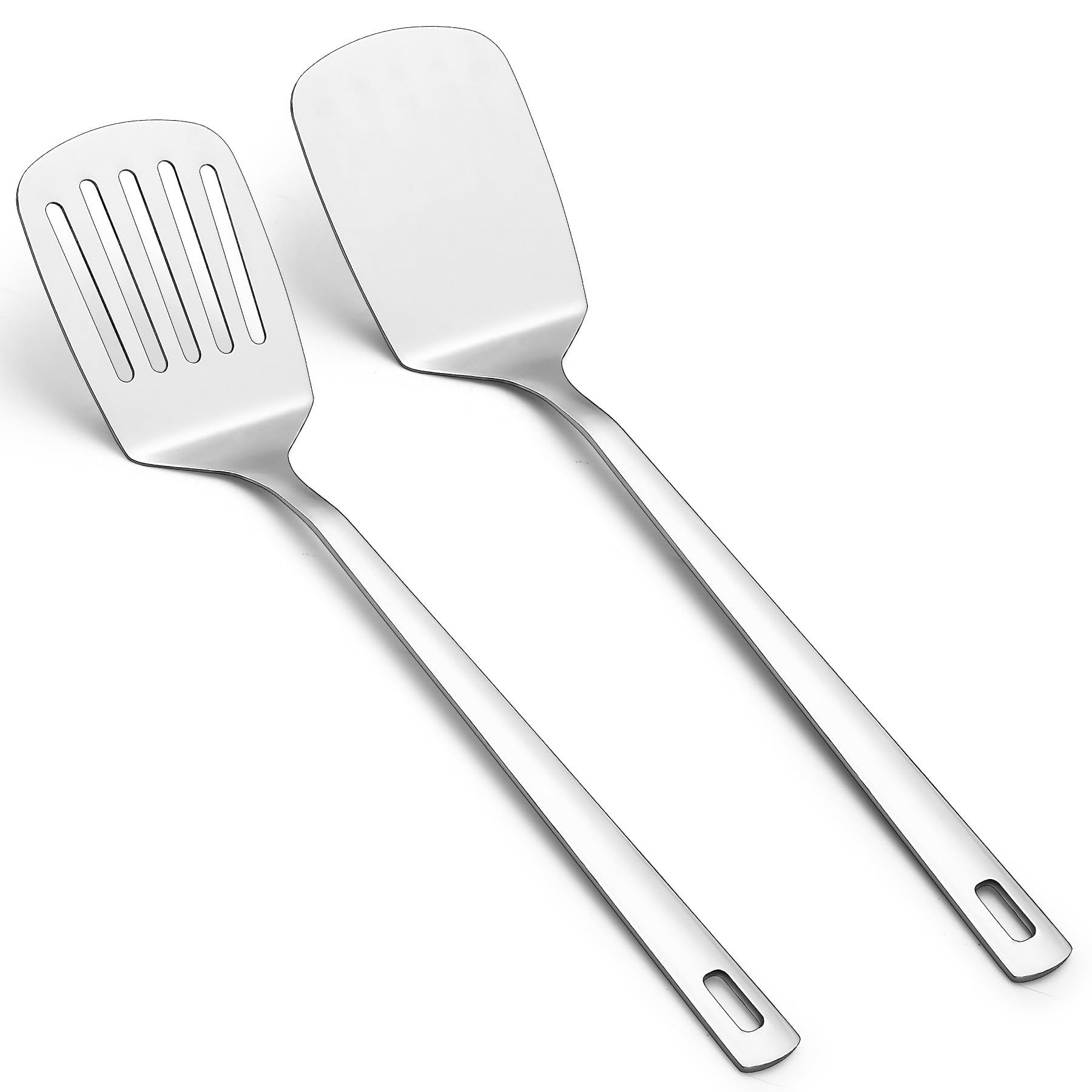Kyraton Stainless Steel Spatulas Set, Silver Slotted Turner, Solid Turner, Kitchen Spatulas for N... | Amazon (UK)