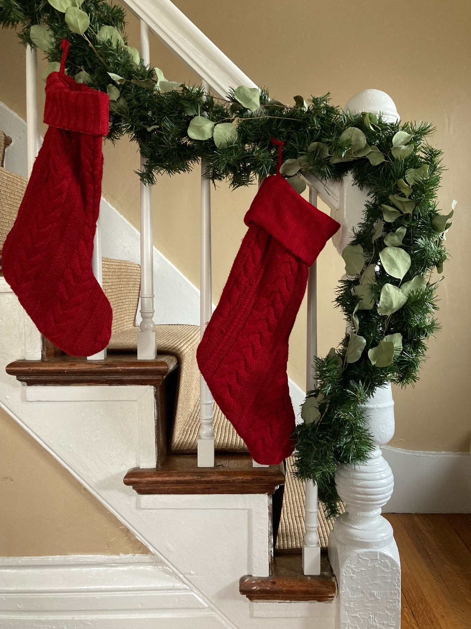 Holiday decorating, Christmas stocking, red stocking, evergreen garland, Christmas garland, dried eucalyptus, Christmas idras

#LTKhome #LTKSeasonal #LTKHoliday