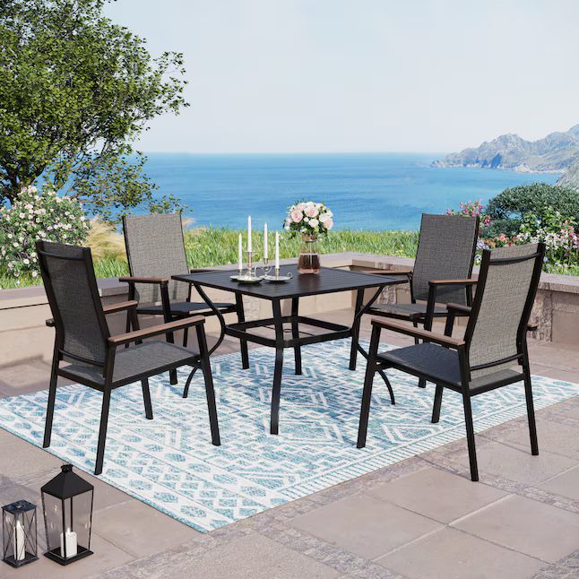 Sunshine Valley BRISBANE 5-Piece Brown Patio Dining Set with Gray | Lowe's