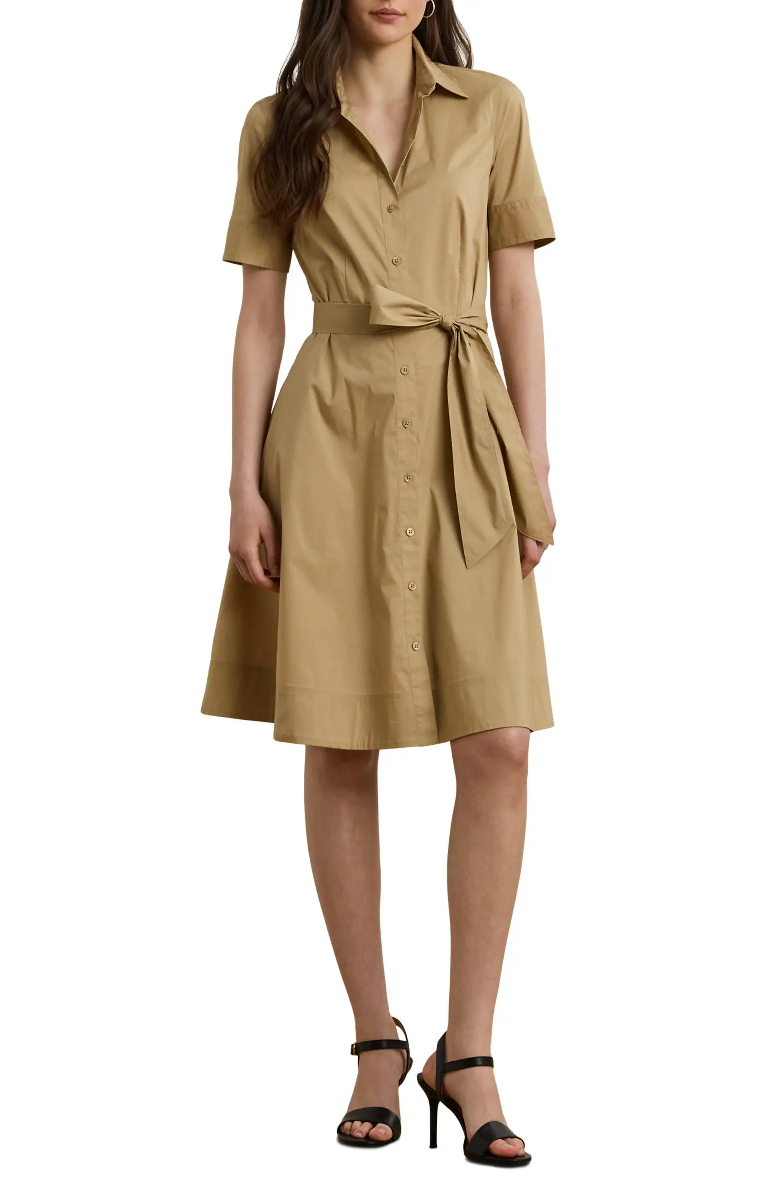 Lauren Ralph Lauren Belted Cotton Blend Shirtdress | Nordstrom | Nordstrom