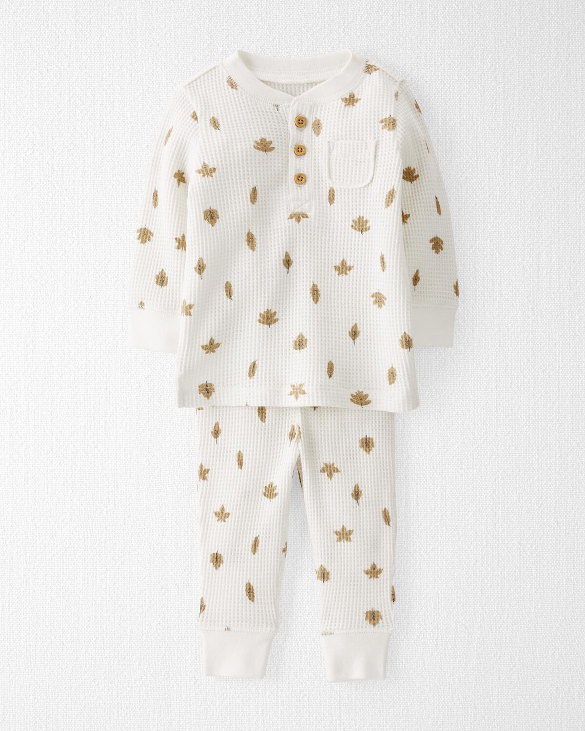 Ivory Baby Leaf Print Waffle Knit Play Set Made with Organic Cotton | carters.com | Carter's
