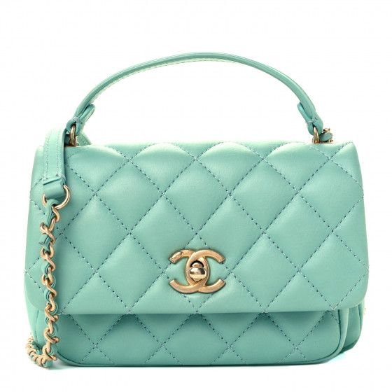 CHANEL Calfskin Quilted Top Handle Flap Light Blue | FASHIONPHILE (US)