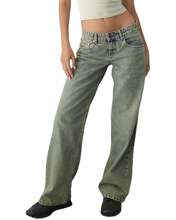 Women's Wide Leg Boyfriend Jeans Straight Leg Denim Pants Low Rise Baggy Jeans Casual Loose Jeans | Amazon (US)