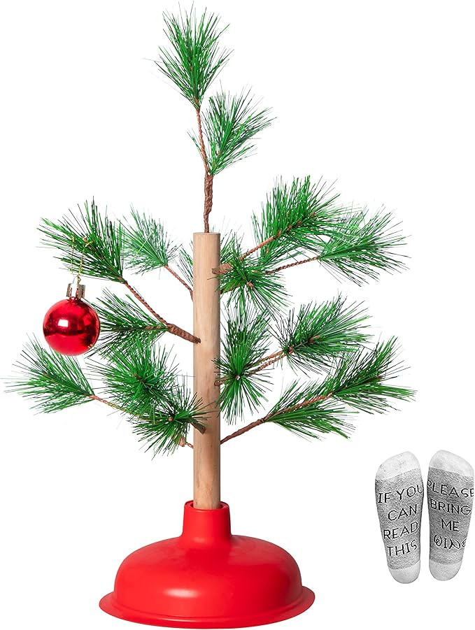 Christmas Gag Gifts Plunger Tree - White Elephant Party Prank Present/Xmas Decorations Ornament &... | Amazon (US)