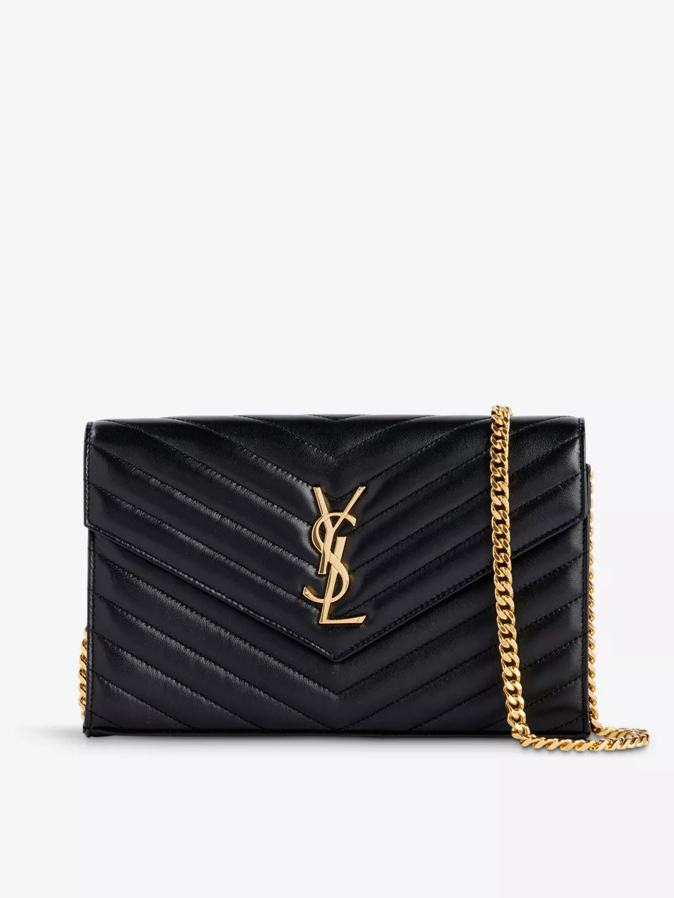 Brand-plaque quilted leather wallet on chain | Selfridges