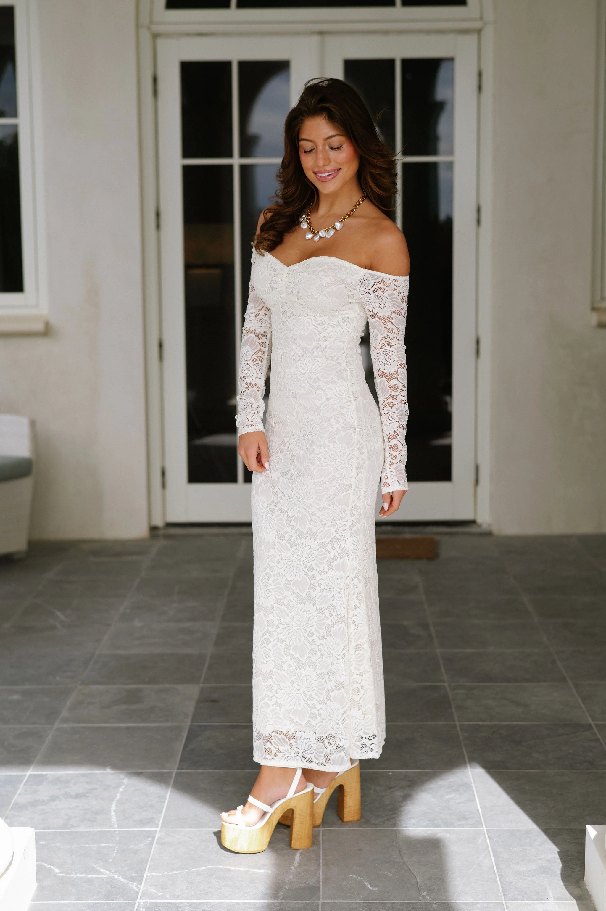 Elegant lace Sleeved Midi Dress | These Three