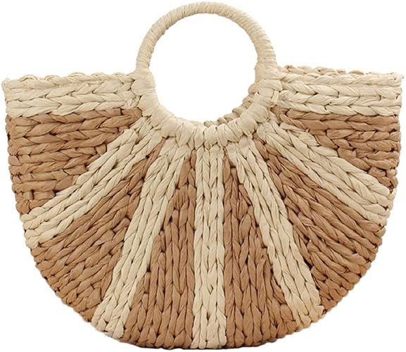 Straw Crossbody Bag Women Weave Shoulder Bag Round Summer Beach Purse and Handbags | Amazon (US)