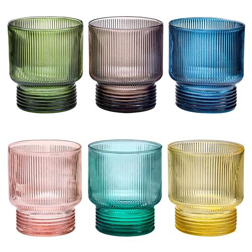 IVV Todo Modo Modern Classic Multicolor Glass Tumbler - Set of 6 | Kathy Kuo Home