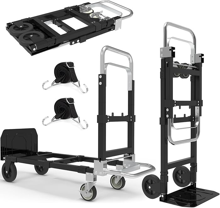 3 in 1 Heavy Duty Folding Hand Truck, Convertible Portable Steel Dolly with Telescopic Handle, Fo... | Amazon (US)
